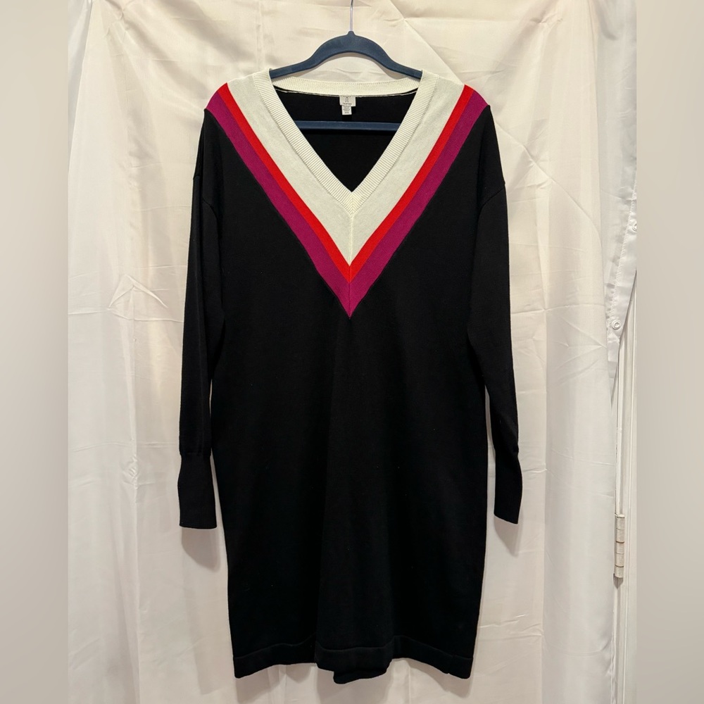 Tristan sweater dress size small pink red white long sleeve